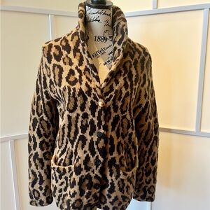 Ralph Lauren Tan Leopard Print Cardigan